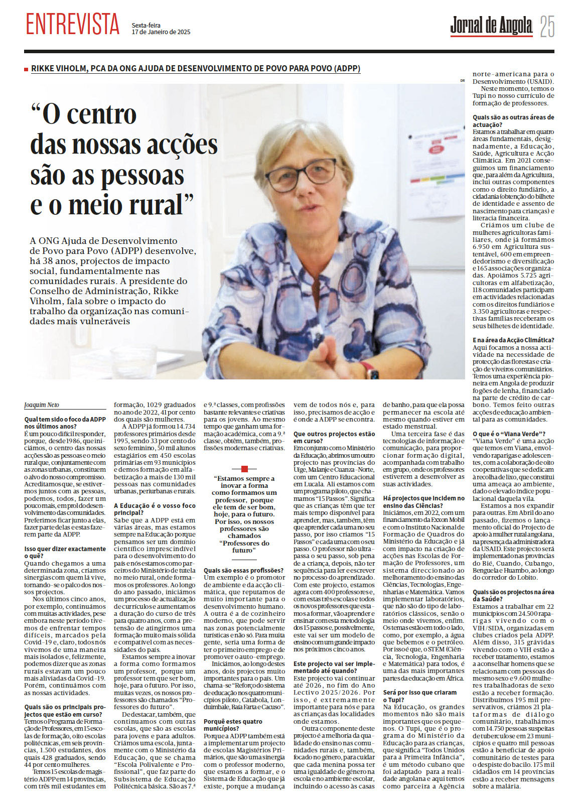 Jornal de Angola Rikke Viholm Interview